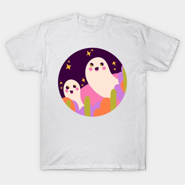 Cute halloween ghosty colorful spooky design T-Shirt by grafitytees